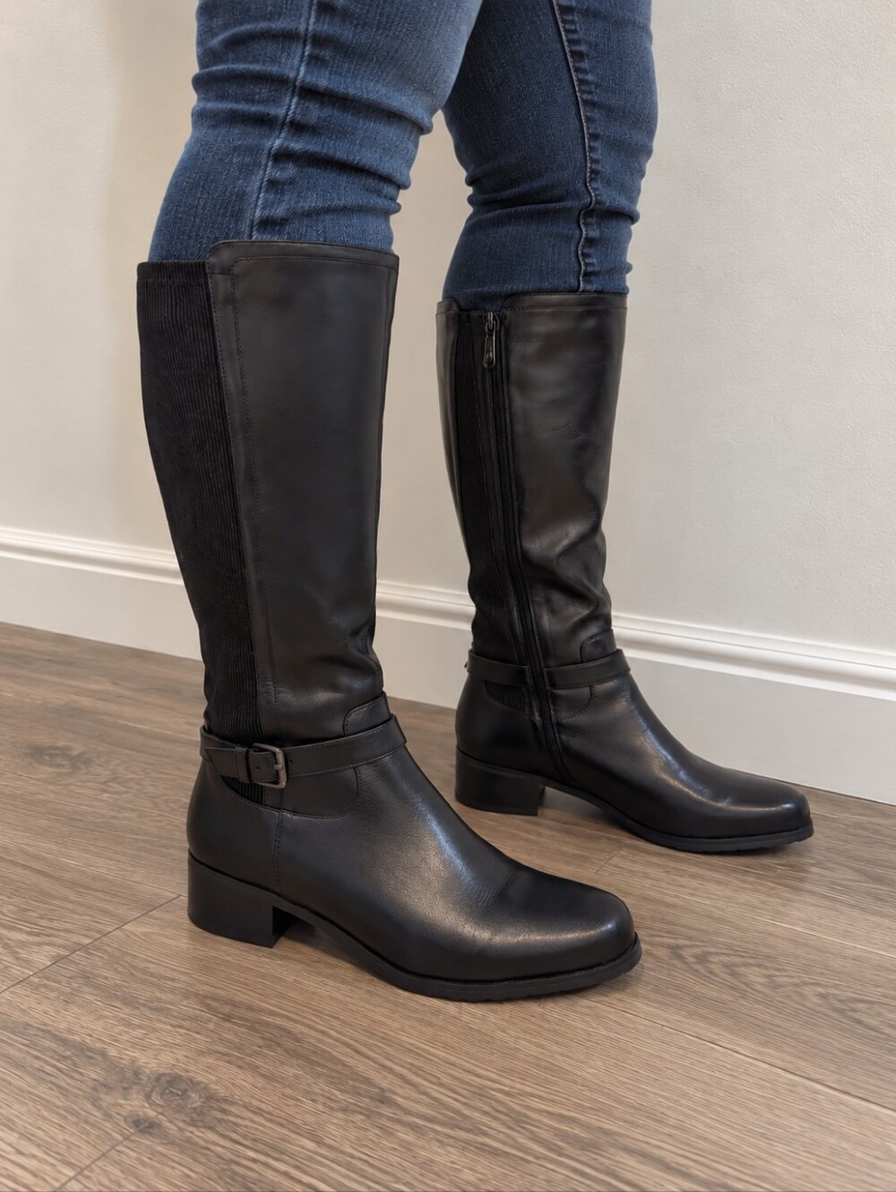 NWT Blondo Classic Black Leather Knee-High Riding Boots
